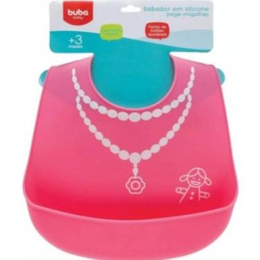 Imagem de Babador de silicone com pega migalhas - menina buba