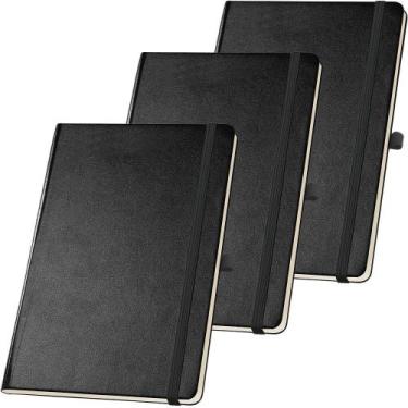 Imagem de Kit 3x Caderneta de Anotações 13,7x21cm 80 Fls Sem Pauta Preto - TopGe