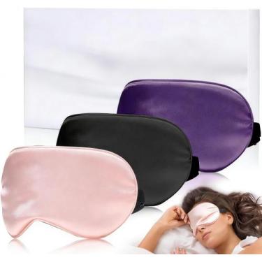 Imagem de Máscara de Dormir Uaszdau Kit com 3 Unidades em Seda com Alça Ajustáve
