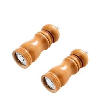 Imagem de Kit 2 Moedor Pimenta 14 x 5 cm em Madeira com Mecanismo Cerâmica Manual Profissional