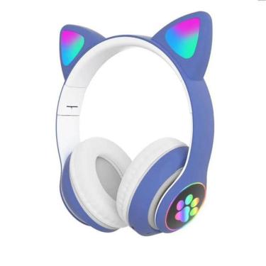 Imagem de Headphone Orelha De Gato Led Bluetooth USB Azul