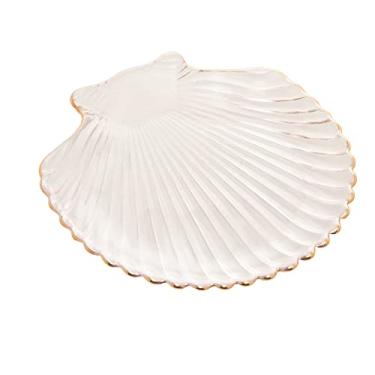 Imagem de WOLFF - Mini Travessa Vidro Concha C/Filete Dourado Leque 14x13,5cm