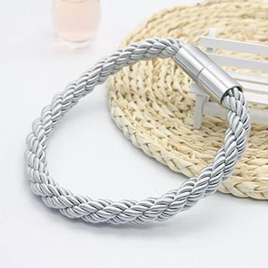 Imagem de Fivela de cortina com ímã europeu acessórios para cortina de ímã simples sem furo de instalação cinto de cortina com fivela de cortina, cinza, 50 cm