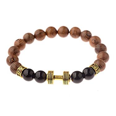 Imagem de Pulseira de ioga de contas de madeira natural de 10 mm masculina elástica budista oração pulseira de buda joia - estilo 20, Cristal