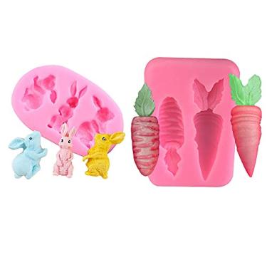 Imagem de Cestony 3D Bonito Mini Coelho Coelho Animal e Vegetal Cenoura Moldes de Silicone para DIY Bolo Fondant Biscuit Cookies Sabão Açúcar Pudim Chocolate Doces Duro Sobremesa Vela Decoração