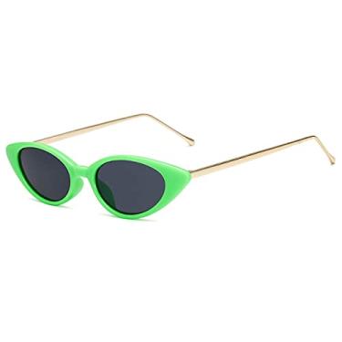 Imagem de Óculos de sol pequeno olho de gato feminino designer de moda feminino óculos de sol na moda óculos de sol feminino verde leopardo tons retrô uv400, cinza verde, tamanho único