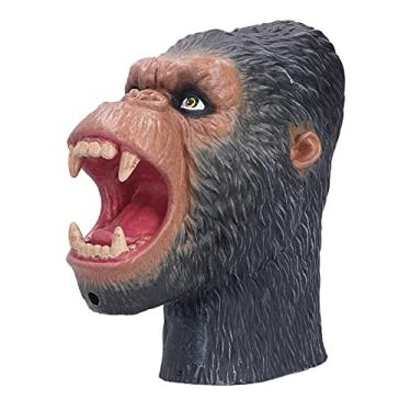 Imagem de Fantoche de mão Great Apes, acessório para cosplay realista, fazer expressões faciais, fantoche de mão de animal desenvolve a imaginação, durável, resistente para decoração para contar histórias (preto)