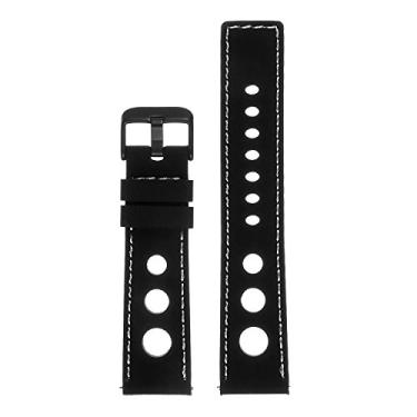 Imagem de Pulseira de rel gio de libera o r pida Rally de borracha de silicone StrapsCo - Escolha sua cor - 18 mm, 20 mm, 22 mm, 24 mm, Black & White (Black Buckle), 24mm