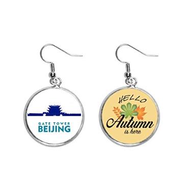 Imagem de Brinco de folha de outono com pingente de orelha chinesa para turismo da cidade de Pequim