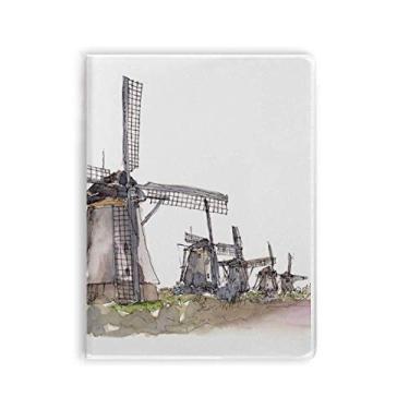 Imagem de Diário de capa macia Windmill in Holand Art Deco para presente moderno