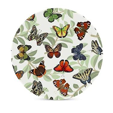 Imagem de Porta-copos de cerâmica de cortiça, porta-copos à prova d'água, borboletas multicoloridas, caneca de café para mesa 1 peça