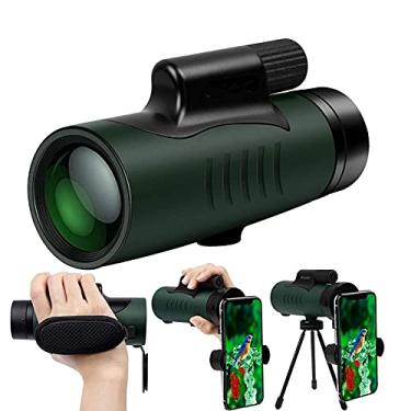 Imagem de Telescópio monocular, 8X42 HD Monóculos de alta potência Zoom à prova d'água, com adaptador de telefone, tripé e alça de mão retrátil ocular, para acampamento de observação de pássaros