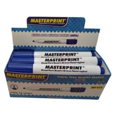 Imagem de Caneta Pincel Marcador Quadro Branco Recarregável 12 un. Azul