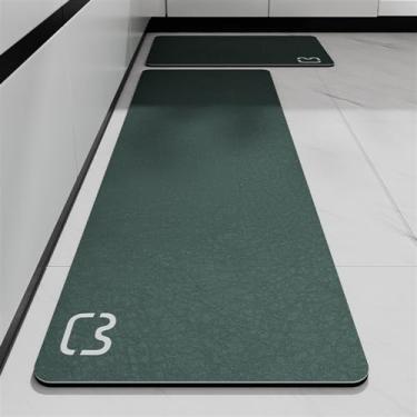 Imagem de Heavyoff Tapete de cozinha Tapetes de corredor absorventes laváveis Tapete antiderrapante macio confortável para pia frontal, corredor, capacho verde, 45,72 cm x 180,32 cm