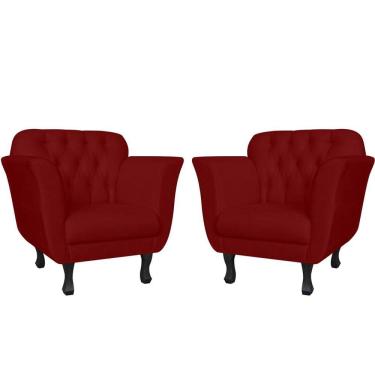 Imagem de Kit 2 Poltronas Decorativa Dália Suede Marsala Pés Madeira Mz Decor