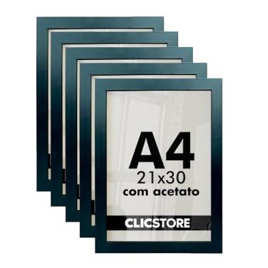 Imagem de Kit 05 Molduras A4 21x30Cm Com Acetato e Fundo Para Quadros Cor da armação:Preto