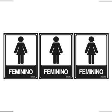 Imagem de Combo 3 Placas De Sinalização Banheiro Feminino 15x20 Ekomunike - A-465 F9e