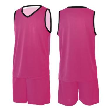Imagem de CHIFIGNO Camiseta coral de basquete, camisetas de basquete para meninas, camiseta de treino de futebol PP-3GG, Vermelho dégradé, 3G