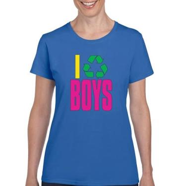 Imagem de I Recycle Camiseta masculina com estampa Puff Funny Dating App Humor Single Independent Heart Breaker Relationship Camiseta feminina, Azul, XXG