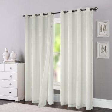 Imagem de Cortina de Tecido Voil Forro Microfibra Milão Marfim 3,60x2,50m Pemogo