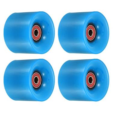 Imagem de PATIKIL Rodas Longboard de 60 mm com rolamentos ABEC-9, pacote com 4 rodas de rua para skates Cruiser substituição de roda 80A, azul vermelho