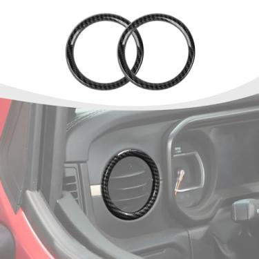 Imagem de RAZPOY JL Dash Air Vent Trim, capa de anel de saída de ar condicionado de painel compatível com acessórios internos Jeep Wrangler JL JLU e Gladiator JT 2024, fibra de carbono ABS