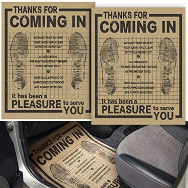 Imagem de 800 peças de tapetes automotivos descartáveis a granel tapetes protetores automotivos tapetes de papel kraft marrom para carros veículos impressos com pegada fofa e palavras para concessionárias de carro 50 x 40 cm (amarelo)