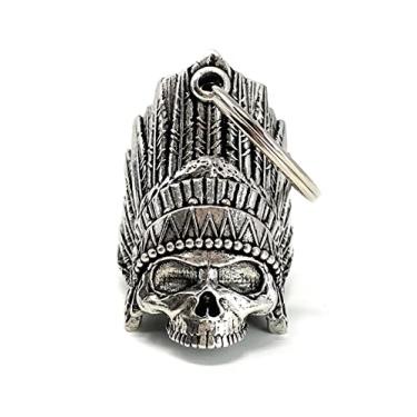 Imagem de Acessório de sino de motociclista de caveira indiana ou chaveiro para sorte