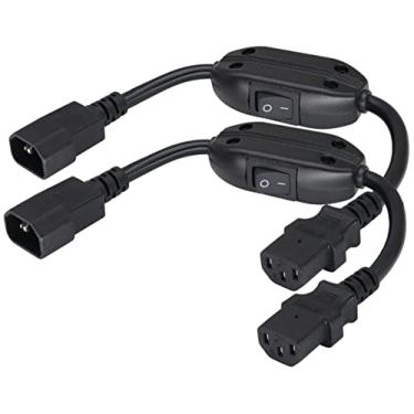 Imagem de AAOTOKK Pacote com 2 cabos adaptadores de alimentação IEC320 C14 para C13 C13 para C14 com cabo de interruptor para monitor HDTV LED de computador (0,3 m)