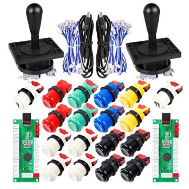 Imagem de EG STARTS 2 Player Classic Arcade Game DIY Part for Mame USB Cabinet Zero Delay USB Encoder to PC Games 8 Way Joystick + 18x Arcade Push Buttons (Includ 1p / 2p Start Buttons) Multiple Colour Kits