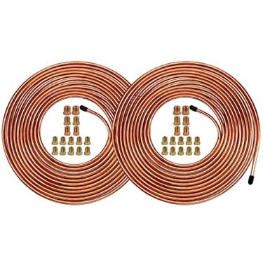 Imagem de Kit de tubos de linha de freio – MuHize atualizado 6,3 m de tubo flexível de 3/16, rolo de tubo de freio de cobre de 7,6 m (inclui 16 acessórios) 2 conjuntos
