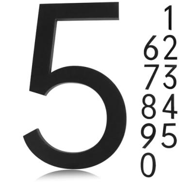 Imagem de Números de endereço de 15 cm – números autoadesivos de caixa de correio preto números de casa para porta de apartamento casa de fazenda caixa de correio escritório hotel fora, números e letras da