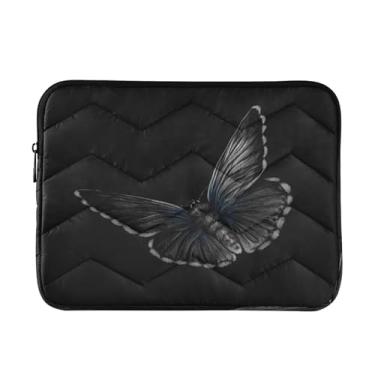 Imagem de Capa de bolso para notebook MacBook Pro 13-14 polegadas manga borboleta em um fundo preto desenhado à mão para mulher homem