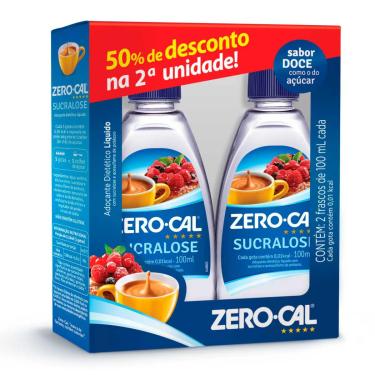 Imagem de Zero Cal Kit 2 Adocante Liquido Sucralose 100Ml Com 50% De Desconto Na Segunda Unidade