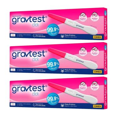Imagem de KIT C/ 3 Gravtest Click Teste Gravidez