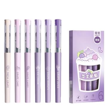 Imagem de Joucien 6 peças/caixa - caneta esferográfica líquida reta de 0,5 mm, pequena, fresca e de secagem rápida, exame de grande capacidade intercambiável para estudantes assinando uvas Pen-Cheese 6