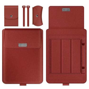 Imagem de GANGANPRO Capa para laptop de 13 a 14 polegadas com suporte compatível com laptop Microsoft Surface 5/4/3/2 de 13,5 polegadas, MacBook Air/Pro de 13,3 polegadas, capa de couro PU para laptops de 15 a