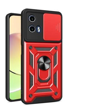 Imagem de Kukoufey Capa compatível com Motorola Moto G34 5G, com capa de lente de câmera deslizante compatível com Motorola Moto G34 5G XT2363-2 capa vermelha