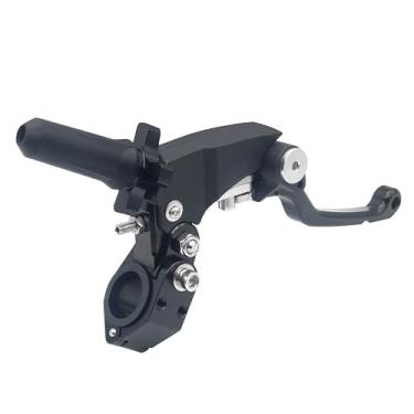 Imagem de JXPANG Alça de embreagem dobrável universal de alumínio 360° de liga de alumínio de 22 mm com assento de montagem para motocicleta, esportes urbanos, mini motos, scooter, quadriciclo (preto)