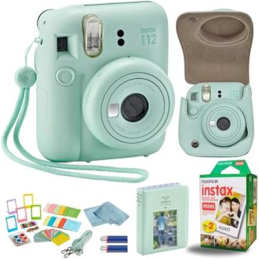 Imagem de Fujifilm Câmera instantânea Instant Mini 12 + pacote de acessórios BluebirdSales e capa personalizada compatível + mini álbum de fotos Fuji Instant (20 fotos) designer (60 bolsos) (verde menta)