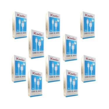 Imagem de Kit 10 Cabos Usb-C Kingo Branco 1M 2.1A Para Moto G8 Power