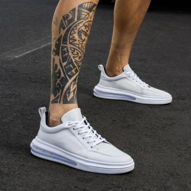 Imagem de Tênis Masculino Casual Bredeni Academia Bolha Ar Confort , 43, Branco,