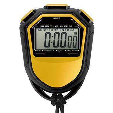 Imagem de Cronômetro digital portátil à prova d'água LCD Cronógrafo Contador esportivo com alça para natação, corrida, futebol, treinamento type2