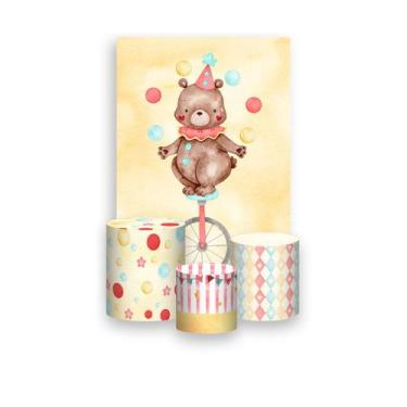 Imagem de Painel De Festa Vertical 1,50 x 2,20 + Trio De Capas Cilindro - Circo 