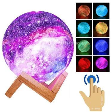 Imagem de Luminária Lua Cheia 3d Abajur P/ Quarto Cores Led Touch Acompanha Cabo