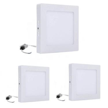 Imagem de Kit 3 Luminárias Led Plafon 24w/6500K Sobrepor Teto 28x28cm - Galaxy L