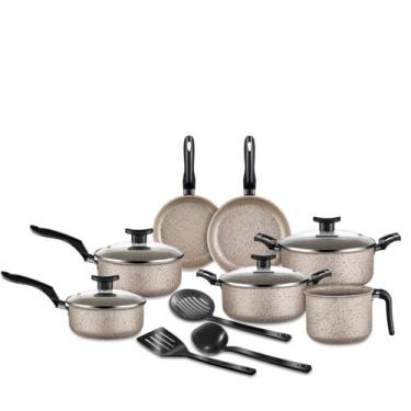 Imagem de Jogo de Panelas 10 Peças Antiaderente Vanila Bianco D'italia