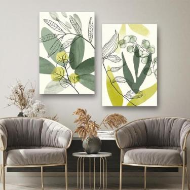 Imagem de Quadro Decorativo 2 Telas Abstrato Folhas e Plantas - Paulo Santos