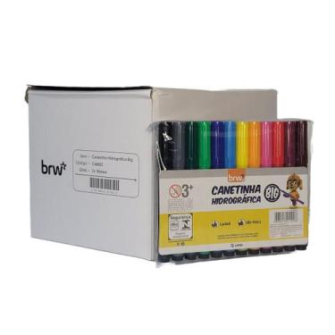 Imagem de Caneta Hidrocor 12 Cores Big BRW Caixa com 24 Unidades