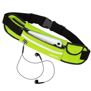 Imagem de Jueachy Cintos de corrida para mulheres, pochete à prova d'água, bolsa de cintura para corrida, suporte para celular, cinto esportivo ajustável, com porta para fone de ouvido, verde